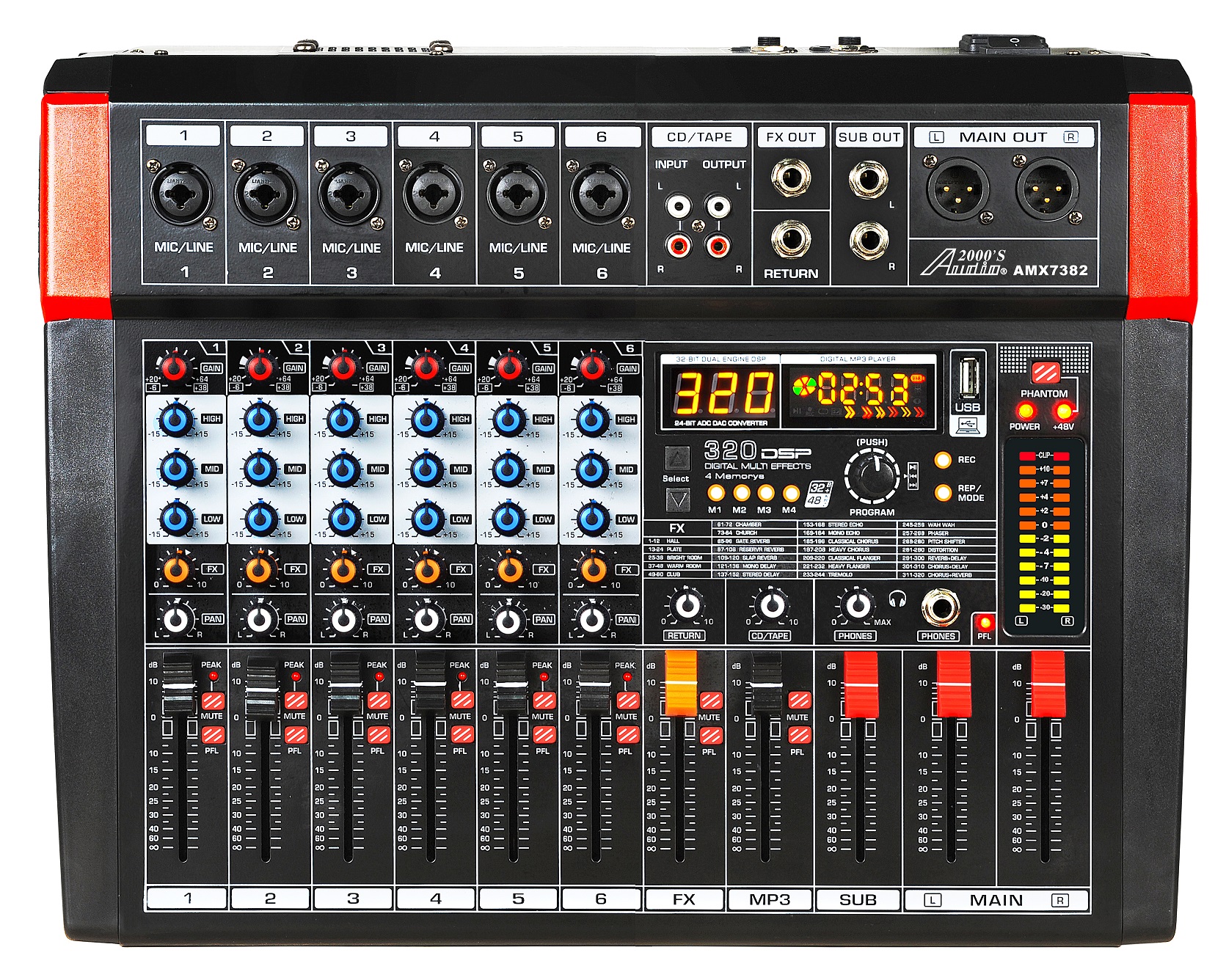 Audio2000´S AMX7373 Eight-Channel Audio Mixer with 320 DSP